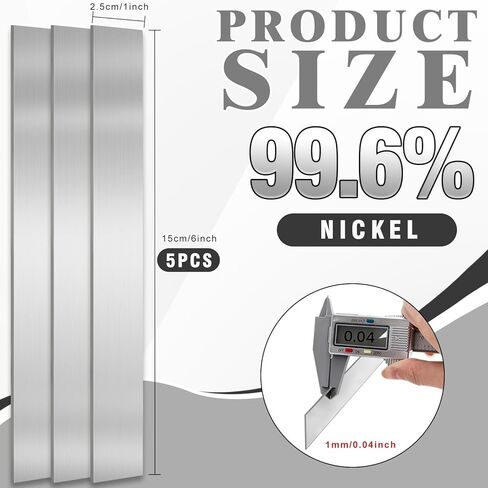 5 قطع من شرائط النيكل النقي، ورقة الأنود 0.04 × 1 × 6 بوصة طقم طلاء للطلاء الكهربائي وتجربة الطلاء بنفسك in Kuwait