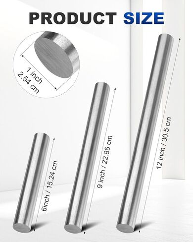 Rocaris 2pcs 1" Diameter 1018 Carbon Cold Rolled Steel Bar, 9" Length Steel Round Rod, Unpolished Finish Steel Rod for Metalworking, Shafts, Gears, Lathes, DIY in Saudi Arabia