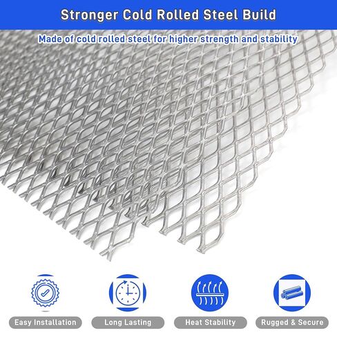 قطعتان من الصفائح المعدنية الموسعة الفولاذية المسطحة 48 × 24 بوصة، 11 ورقة شبكية فولاذية ملفوفة على البارد سميكة لشواء الشواء، صفائح معدنية مثقوبة شاشة شبكية للمدخنين ومشاريع DIY في الأماكن المغلقة والخارجية in Kuwait