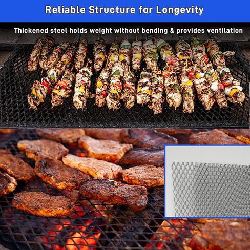 قطعتان من الصفائح المعدنية الموسعة الفولاذية المسطحة 48 × 24 بوصة، 11 ورقة شبكية فولاذية ملفوفة على البارد سميكة لشواء الشواء، صفائح معدنية مثقوبة شاشة شبكية للمدخنين ومشاريع DIY في الأماكن المغلقة والخارجية in Kuwait