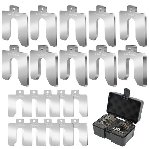 Stainless Steel Shim Kit - 100 Pcs (10 Sizes, 10 Pcs Each), 2"x2" Slotted Metal Shims for Leveling, Motor Alignment, Industrial Assortment with Storage Box for Machinist, Shop in Kuwait