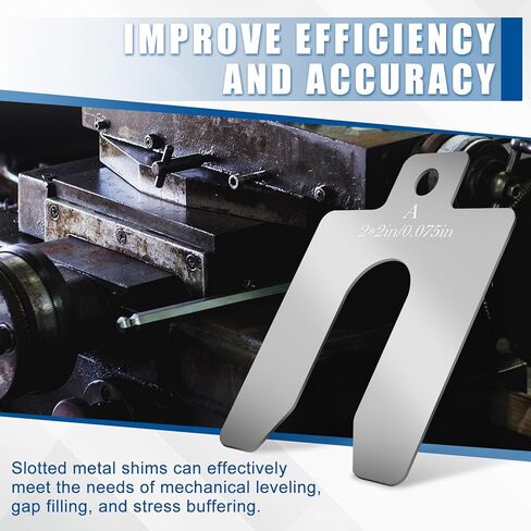 Stainless Steel Shim Kit - 100 Pcs (10 Sizes, 10 Pcs Each), 2"x2" Slotted Metal Shims for Leveling, Motor Alignment, Industrial Assortment with Storage Box for Machinist, Shop in Kuwait
