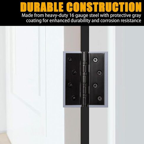 10 عبوات من المفصلات الفولاذية المطلية بطبقة نهائية من الحشوات لمجموعة إصلاح مفصلات الأبواب، 4-1/2 بوصة × 1-5/8 بوصة، 16 مقياس، لمسة نهائية رمادية in Kuwait