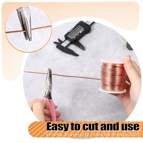 99.9% سلك نحاسي ناعم (12 مقياس، 2.05 مم)، 49.3 قدم / 15 متر، سلك نحاسي صلب بوزن 1 رطل أسلاك نحاسية نقية للزراعة الكهربائية والبستنة وصناعة المجوهرات والنباتات التي تصنعها بنفسك in Kuwait