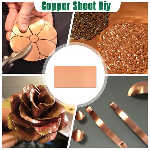 Copper Sheet Metal, 4" x 8" 16 Gauge (1.5mm Thick) Copper Plate, 99.9% Pure Copper for DIY, Jewelry Making, Electrical, Crafting, Repair, Industrial Use (1 Pack) in Kuwait