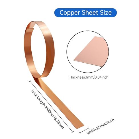 Copper Sheet Roll, 1000x25x1mm Copper Flashing Roll, 18 Gauge Thick Pure Copper Plate & Strip for Roofing, DIY Projects, House Repair, Crafts and Metal Working in Saudi Arabia