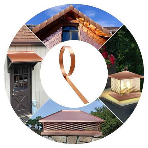 Copper Sheet Roll, 1000x25x1mm Copper Flashing Roll, 18 Gauge Thick Pure Copper Plate & Strip for Roofing, DIY Projects, House Repair, Crafts and Metal Working in Saudi Arabia