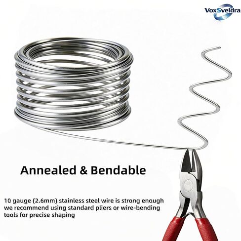 10 Gauge 304 Stainless Steel Wire 39 FT - 2.6mm Thick Annealed & Bendable Wire for Garden Fencing, Sculpture, DIY Crafts,Household Repair in Saudi Arabia
