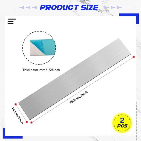 304 Stainless Steel Flat Bar, 1/8" Thick × 1-1/2" Wide × 36" Long, Brushed Finishing Trim Strips Sheet for DIY Craft Making, Trim & Fabrication in Kuwait