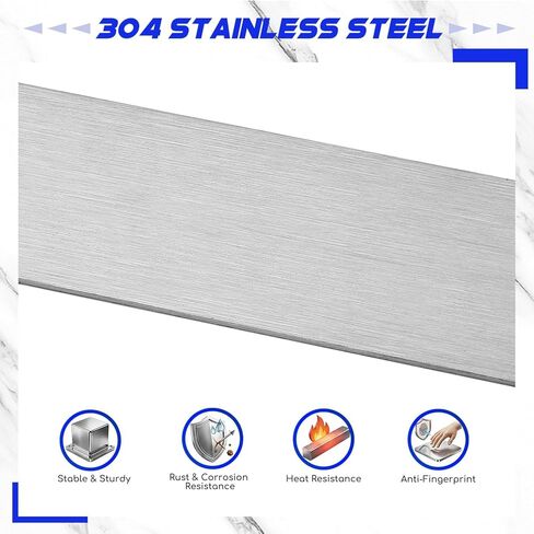 304 Stainless Steel Flat Bar, 1/8" Thick × 1-1/2" Wide × 36" Long, Brushed Finishing Trim Strips Sheet for DIY Craft Making, Trim & Fabrication in Kuwait