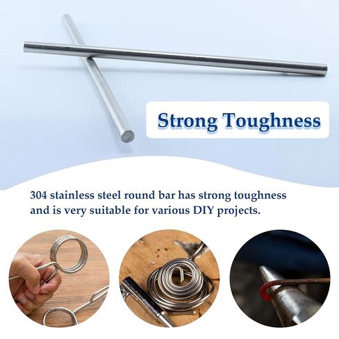 12PCS 3mm x 300mm 304 Stainless Steel Round Rod,Metal Rod Smooth Steel Rods,Solid Shaft Rods Bar for Industry,DIY Craft,Metal Working Hobbies in Kuwait