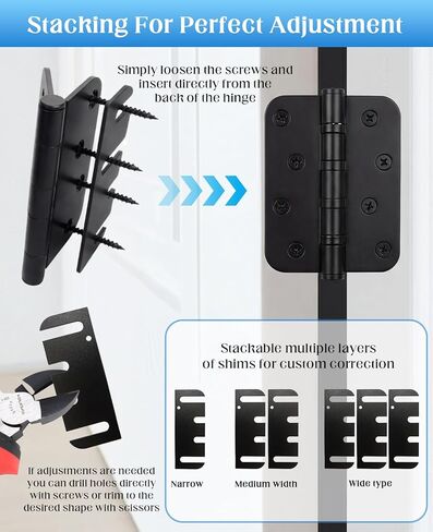 20PCS 4 Inch Door Hinge Shims, Universal Fit for 3.5" Hinges - Can Be Trimmed, 0.05 Inch Thickness in Kuwait