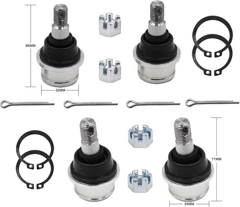 Ball Joint Kit Compatible with Rancher 350/420/400, Foreman 450/500, Rubicon 500, Rincon 650/680, Pioneer 500-1000 – Replaces OEM 51375-HP5-601 & 51355-HN0-A01 – Upper/Lower ATV Ball Joints in Kuwait