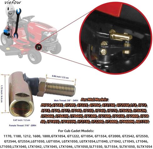 2 pcs Tractor Ball Joint for MTD Cub Troy Bilt Huskee 923-0448 923-0448A 723-0448 723-0448A Replacement Bad Boy 099-6046-00,AOS, MZ, ZT, Lightning, Pup Parts in Saudi Arabia