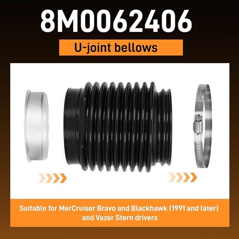 U-Joint Bellows Model 8M0062406 /Compatible with Mercruiser Bravo, Vazer Stern Drives and Blackhawk (1991 and Newer) /Stern Drive Replacement Parts in Kuwait
