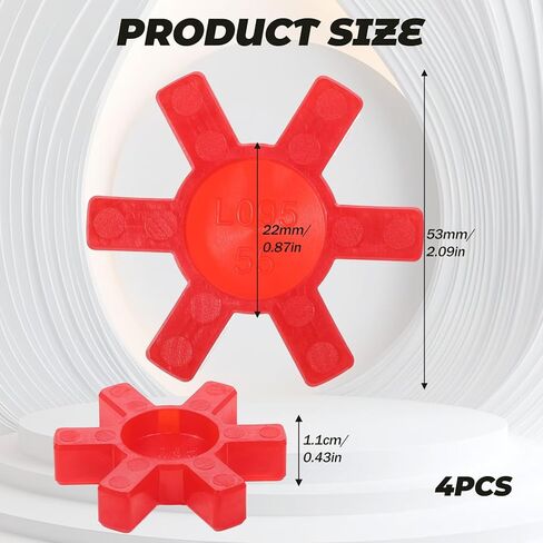 Flexible L095 NBR Rubber Spider Insert, Flexible Solid Spider Center Inserts, Compatible with Lovejoy Martin L Jaw Coupling Set(Red, 4 PCS, L-90/95) in Saudi Arabia