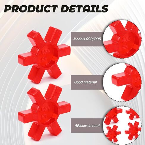 Flexible L095 NBR Rubber Spider Insert, Flexible Solid Spider Center Inserts, Compatible with Lovejoy Martin L Jaw Coupling Set(Red, 4 PCS, L-90/95) in Saudi Arabia
