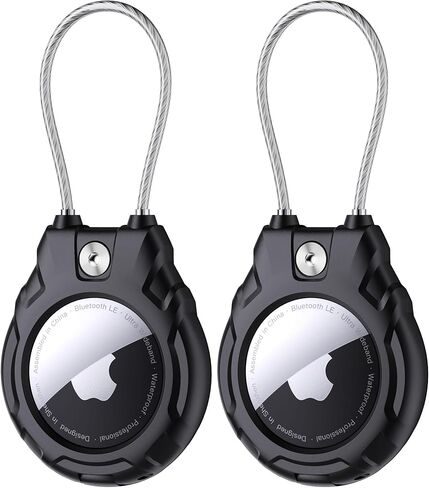 for Airtag Holder with Wire Cable, 4 Pack Ultra-Durable Lockable Case for Apple AirTag, Waterproof Keychain Holder for Luggage, Keys, Backpacks, Cars, Bags, and Kids in Kuwait