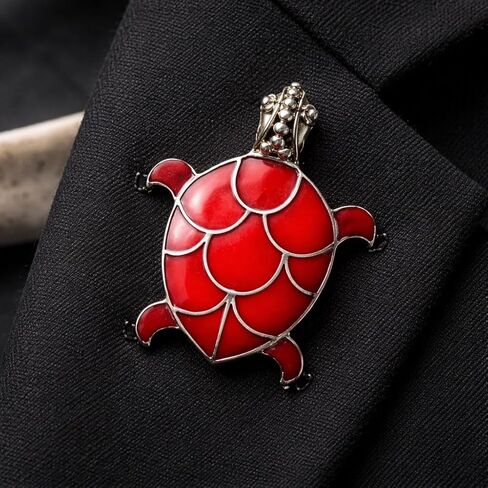 925 Antiqued Sterling Silver Paua Shell, Coral or Mother of Pearl Inlay Sea Turtle Convertible Pendant to Brooch (Pin) in Kuwait