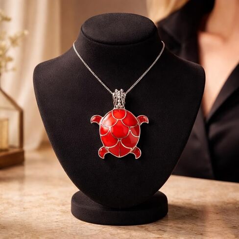 925 Antiqued Sterling Silver Paua Shell, Coral or Mother of Pearl Inlay Sea Turtle Convertible Pendant to Brooch (Pin) in Kuwait