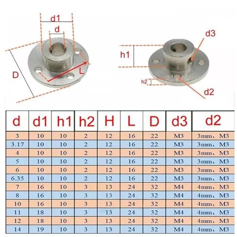 1pc Rigid Flange Coupling 2mm/3mm/3.17mm/4mm/5mm/6mm/6.35mm/7mm/8mm/10mm/11mm/12mm Motor Guide Shaft Coupler(11mm) in Saudi Arabia