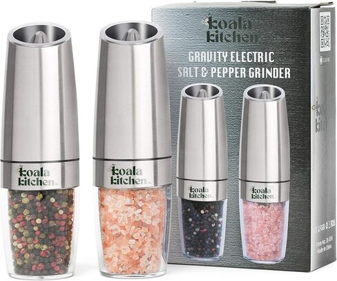 مجموعة مطحنة الملح والفلفل الكهربائية من جرافيتي + سجادات شواء غير لاصقة (5 عبوات) | مطاحن الجاذبية الخشنة القابلة للتعديل مع ضوء LED + بطانات الشواية القابلة لإعادة الاستخدام للشوي بالغاز والفحم والشواء الكهربائي in Kuwait