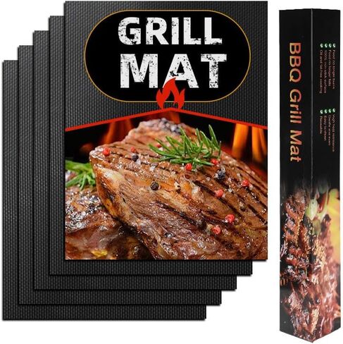 مجموعة مطحنة الملح والفلفل الكهربائية من جرافيتي + سجادات شواء غير لاصقة (5 عبوات) | مطاحن الجاذبية الخشنة القابلة للتعديل مع ضوء LED + بطانات الشواية القابلة لإعادة الاستخدام للشوي بالغاز والفحم والشواء الكهربائي in Kuwait