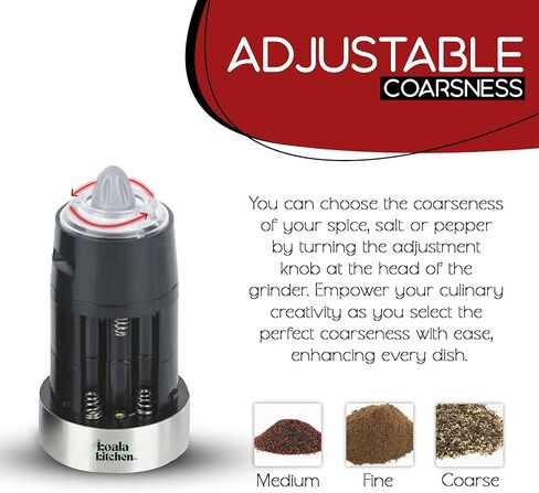 مجموعة مطحنة الملح والفلفل الكهربائية من جرافيتي + سجادات شواء غير لاصقة (5 عبوات) | مطاحن الجاذبية الخشنة القابلة للتعديل مع ضوء LED + بطانات الشواية القابلة لإعادة الاستخدام للشوي بالغاز والفحم والشواء الكهربائي in Kuwait