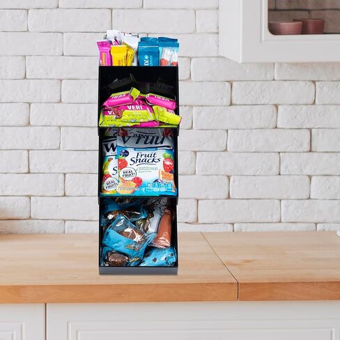 Condiment Holder Stand - 3 Tier Compartment for Condiments, Sauce Packets, and Coffee Station Organizer for Bar, Restaurant, Cafe, Home - Black Acrylic Caddy Storage Rack in Kuwait