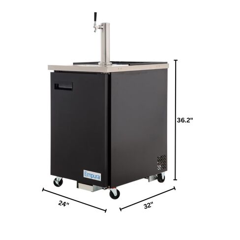 Empura 24" Single Tap Beer Dispenser | Commercial Direct Draw Draft Kegerator for Restaurant Pub Bar | (1) 1/2 Keg Capacity, 24.1"W x 32"D x 36.2"H, Stainless Steel Faucet Countertop, Black, 115v in Kuwait