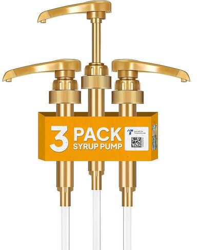 6 Pack Coffee Syrup Pump - Syrup Pump Dispenser for 750ml Bottles |Gold Syrup Pumps for Coffee Bar, Fits Top Brands Syrup Bottles |No Leak Lock Pump for Syrup Bottle |Portion Control Coffee Syrup Pump in Kuwait