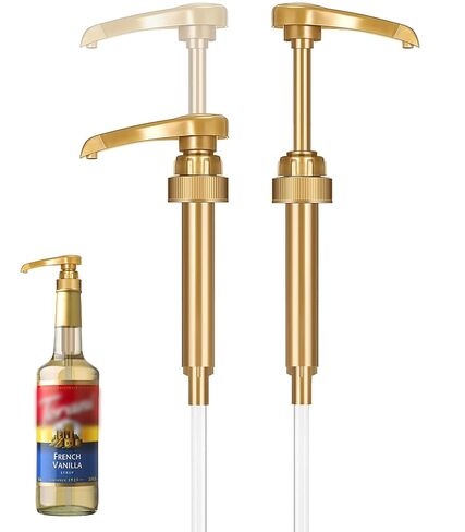 6 Pack Coffee Syrup Pump - Syrup Pump Dispenser for 750ml Bottles |Gold Syrup Pumps for Coffee Bar, Fits Top Brands Syrup Bottles |No Leak Lock Pump for Syrup Bottle |Portion Control Coffee Syrup Pump in Saudi Arabia