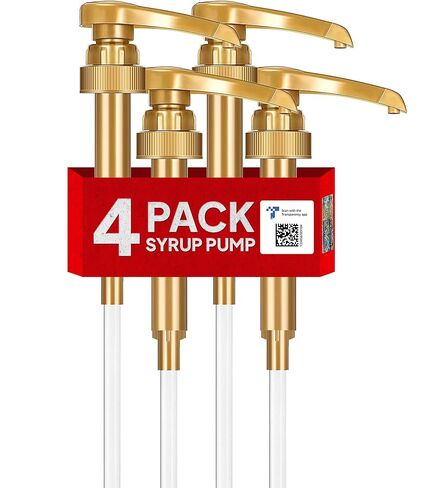 6 Pack Coffee Syrup Pump - Syrup Pump Dispenser for 750ml Bottles |Gold Syrup Pumps for Coffee Bar, Fits Top Brands Syrup Bottles |No Leak Lock Pump for Syrup Bottle |Portion Control Coffee Syrup Pump in Saudi Arabia