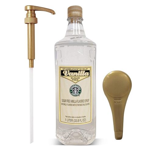 Starbucks Syrup Sugar Free Vanilla 33 OZ Bottle For Coffee And Tea with Gold Coffee Syrup Pump in Kuwait