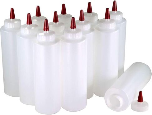 Pinnacle Mercantile 12 Pack Condiment Squeeze Bottles 8-ounce Red Cap Soft Squeeze for Icing, Ketchup, Frosting, Cookie Decorating, Sauces in Kuwait