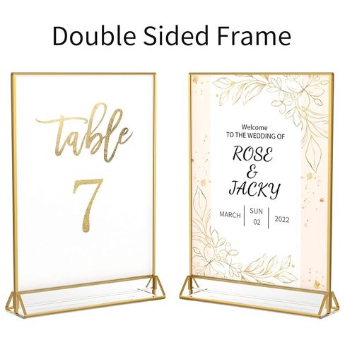 NIUBEE 12Pack 4 x 6 Clear Acrylic Wedding Table Number Holder Stands with Gold Borders, Double Sided Gold Picture Frames Sign Holder for Restaurant Table Menu Recipe Cards Photo Display in Saudi Arabia