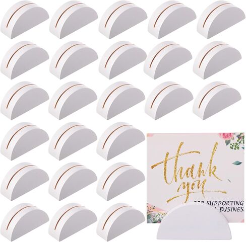 24 Pcs White Table Number Stands Wooden Small Size Lightweight Table Name Holder Semicircular Design Place Cardholders Office Tag Photo Menu Wedding Banquet Birthday Party Restaurant in Saudi Arabia