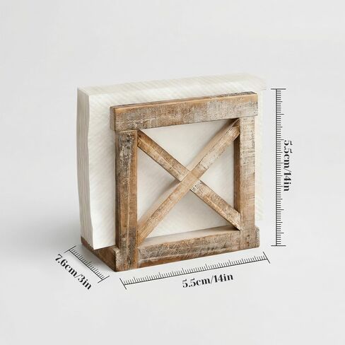 Rustic Brown napkin holder for Kitchen Table, X-Design Wood Style farmhouse table decor, Vertical Paper Napkin Dispenser for Dining Room Countertop in Saudi Arabia