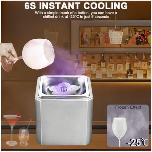 Commercial Glass Froster, 6s Rapid Chill Countertop Glass Chiller, Stainless Steel Ice Cup Machine with Neon Lights, for Cocktail Beer in Kuwait