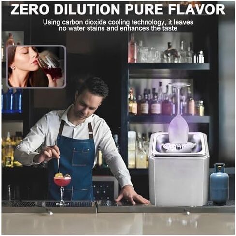 Commercial Glass Froster, 6s Rapid Chill Countertop Glass Chiller, Stainless Steel Ice Cup Machine with Neon Lights, for Cocktail Beer in Kuwait