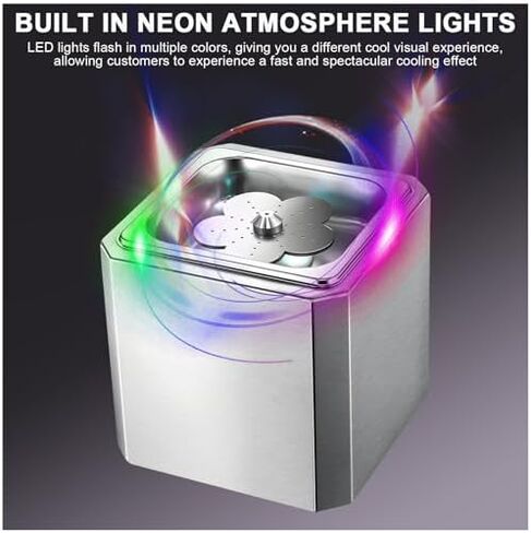 Commercial Glass Froster, 6s Rapid Chill Countertop Glass Chiller, Stainless Steel Ice Cup Machine with Neon Lights, for Cocktail Beer in Kuwait