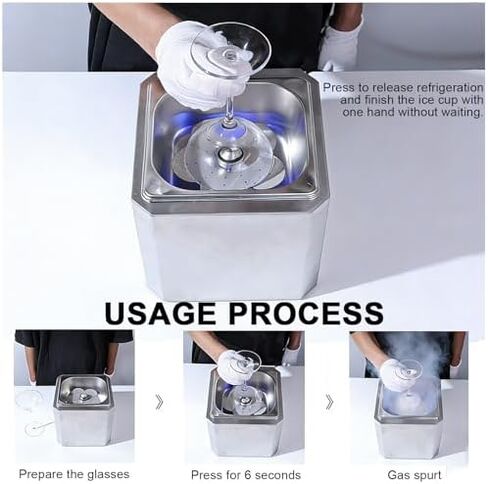 Commercial Glass Froster, 6s Rapid Chill Countertop Glass Chiller, Stainless Steel Ice Cup Machine with Neon Lights, for Cocktail Beer in Kuwait