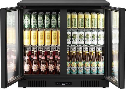 مالفي 7.6 قدم مكعب. قدم. ثلاجة مشروبات بباب زجاجي مزدوج ومبرد للبار الخلفي، مبرد للبار الخلفي أسفل العداد مع تحكم رقمي في درجة الحرارة، وإضاءة LED، وقفل، للبار والمطعم in Kuwait