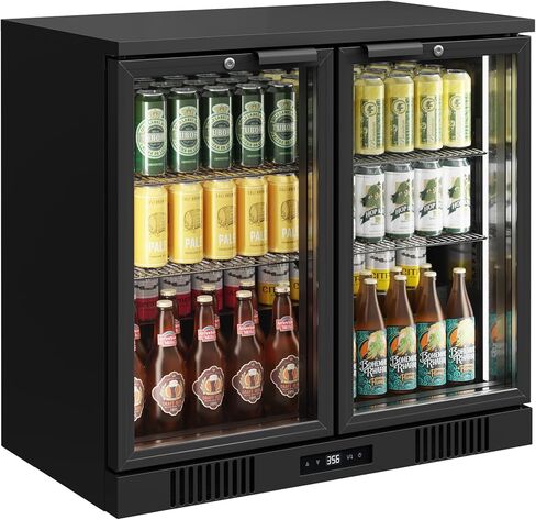 مالفي 7.6 قدم مكعب. قدم. ثلاجة مشروبات بباب زجاجي مزدوج ومبرد للبار الخلفي، مبرد للبار الخلفي أسفل العداد مع تحكم رقمي في درجة الحرارة، وإضاءة LED، وقفل، للبار والمطعم in Kuwait