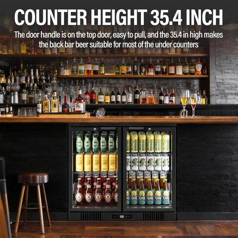 مالفي 7.6 قدم مكعب. قدم. ثلاجة مشروبات بباب زجاجي مزدوج ومبرد للبار الخلفي، مبرد للبار الخلفي أسفل العداد مع تحكم رقمي في درجة الحرارة، وإضاءة LED، وقفل، للبار والمطعم in Kuwait