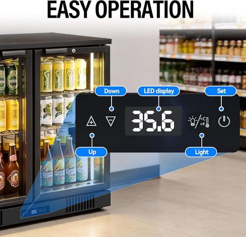 مالفي 7.6 قدم مكعب. قدم. ثلاجة مشروبات بباب زجاجي مزدوج ومبرد للبار الخلفي، مبرد للبار الخلفي أسفل العداد مع تحكم رقمي في درجة الحرارة، وإضاءة LED، وقفل، للبار والمطعم in Kuwait