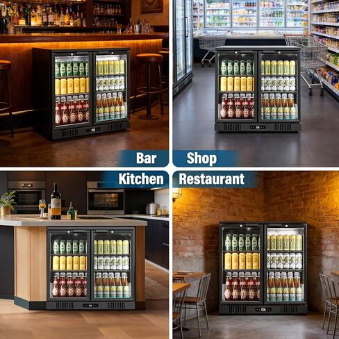 مالفي 7.6 قدم مكعب. قدم. ثلاجة مشروبات بباب زجاجي مزدوج ومبرد للبار الخلفي، مبرد للبار الخلفي أسفل العداد مع تحكم رقمي في درجة الحرارة، وإضاءة LED، وقفل، للبار والمطعم in Kuwait