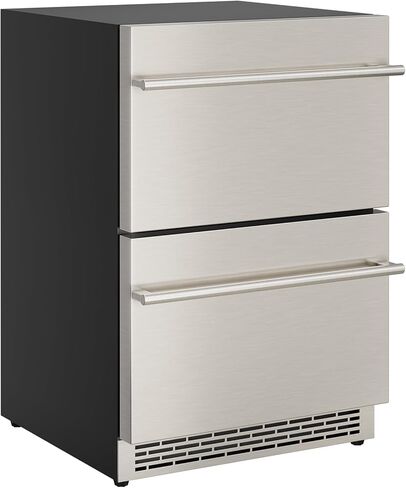 Malphi 24 Inch Under Counter Drawer Refrigerator, Stainless Steel Beverage Fridge with Temperature Control for Home, Outdoor Patio and Commercial Use (24‘’-Stainless Steel Drawer Refrigerator) in Kuwait