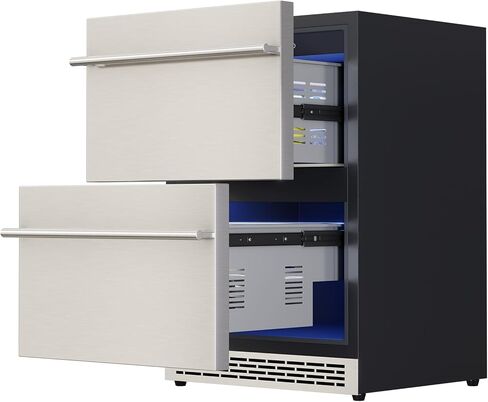 Malphi 24 Inch Under Counter Drawer Refrigerator, Stainless Steel Beverage Fridge with Temperature Control for Home, Outdoor Patio and Commercial Use (24‘’-Stainless Steel Drawer Refrigerator) in Kuwait