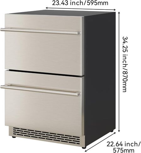Malphi 24 Inch Under Counter Drawer Refrigerator, Stainless Steel Beverage Fridge with Temperature Control for Home, Outdoor Patio and Commercial Use (24‘’-Stainless Steel Drawer Refrigerator) in Kuwait